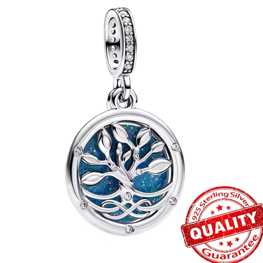 NWOT Glow-in-the-Dark Infinity Tree Double Dangle Charm Sterling Silver 925